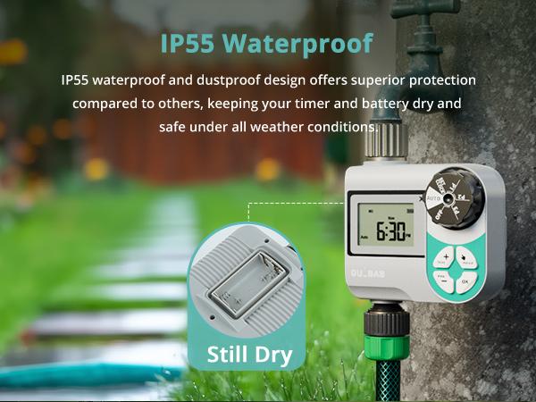 QUOBAS Sprinkler Timer for Garden Hose, Weekly Programmable Digital Water Timer with Rain Delay/Auto/Manual 3 Modes, Drip Irrigation System, Pool, Lawn, Battery Powered, 1 Zone