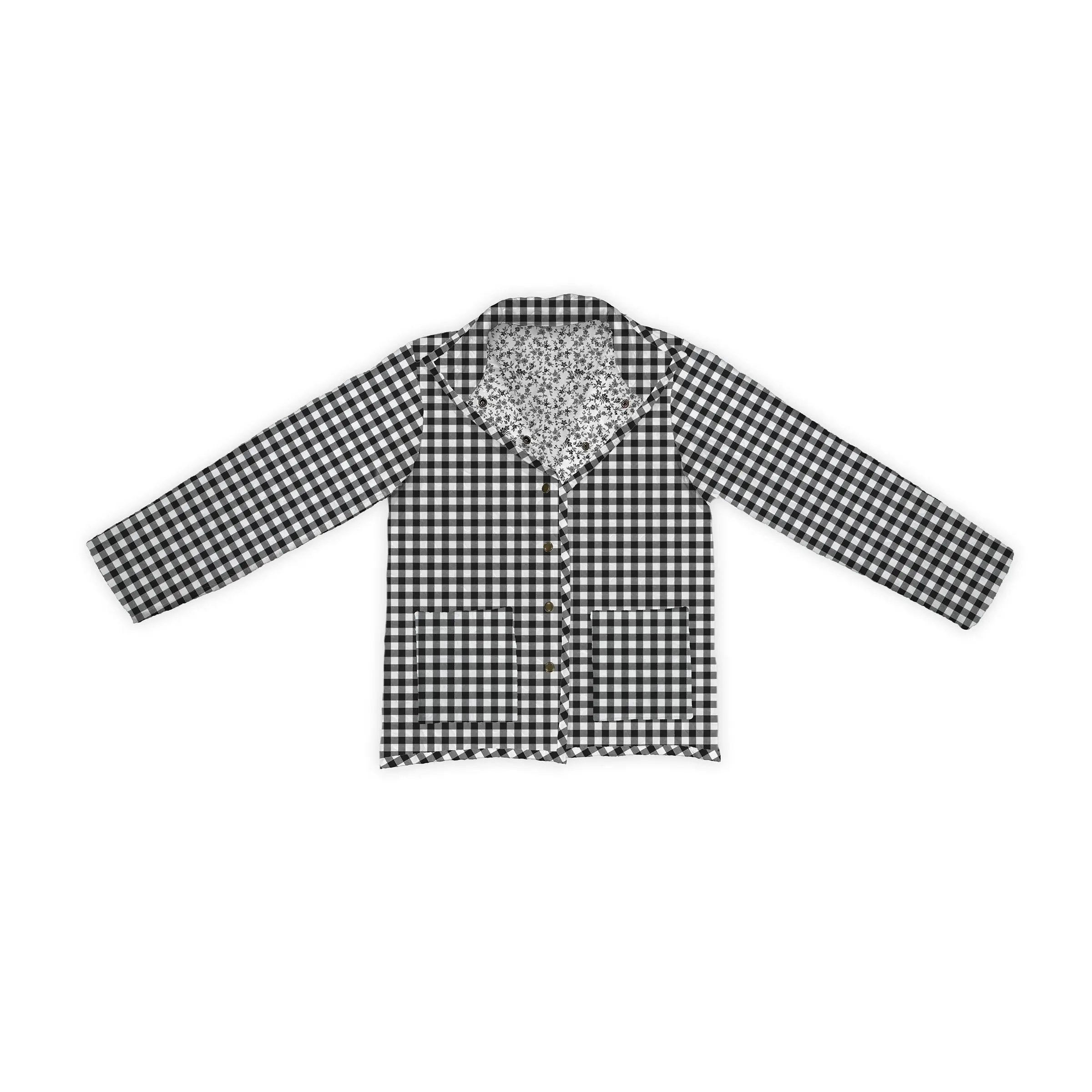 Anthia Gingham Black/White Quilted Snap Jacket