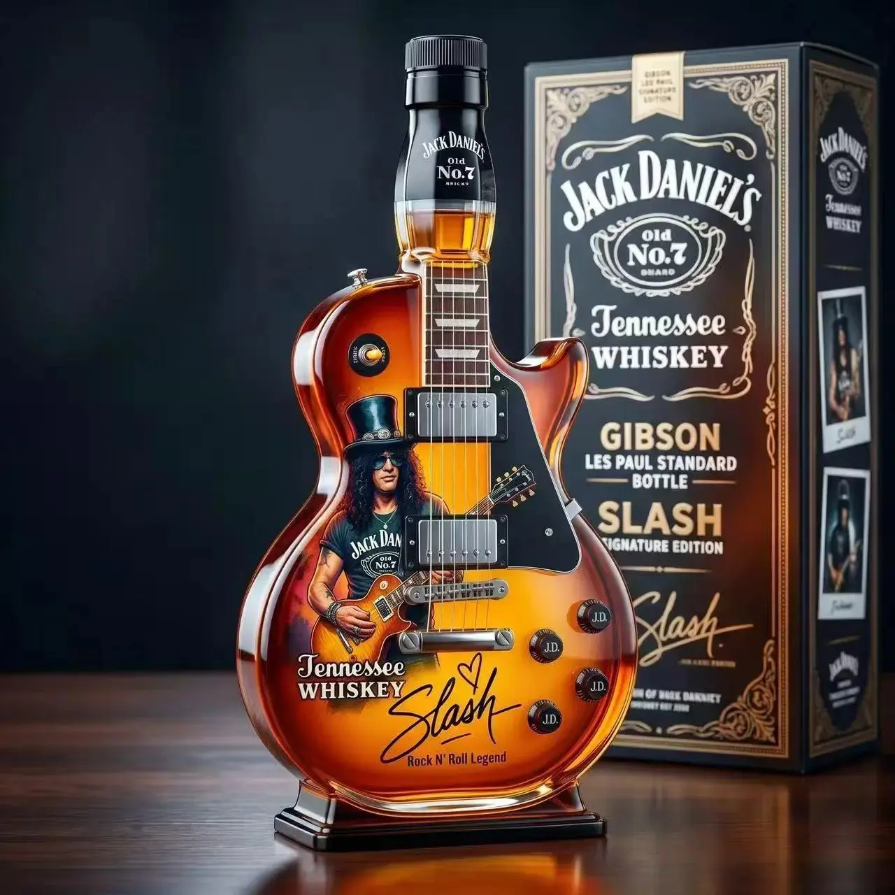 Slash Les Paul Guitar-Shaped Whiskey Decanter, 390ml Novelty Glass Liquor Bottle, Rock Bar Collectible, Unique Gift for Guitar & Rock Music Enthusiasts