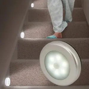 6-LED Motion Sensor Lights Indoor, Battery Operated, Cordless LED Step Night Light, Under Cabinet, Hallway, Stairway, Closet, Kitchen