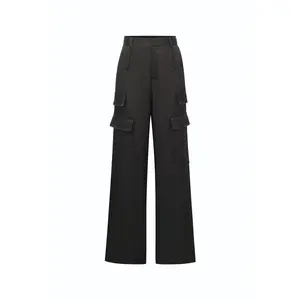 Milan Satin Cargo Pant - Black