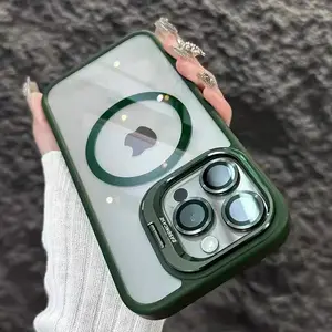 Magnetic Shockproof Phone Case with Stand, Phone Protective Cover, Protection, Phone Accessories Compatible with iPhone 17/16/15/14/13/12/11 Pro Max and Plus, Casing Protector