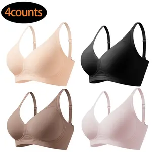 Quietlake Jelly Bras Women Seamless Lift Bra Wireless Push Up No Underwire Full Coverage Plus Bras Comfort Supportive Sports T-Shirt Bra
