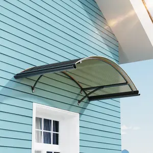 Rainbow Door Awning Canopy, Round Arch Porch Awning with Aluminum Brackets & Polycarbonate Cover, UV Rain Snow Protection for Door, Window, Patio, Porch