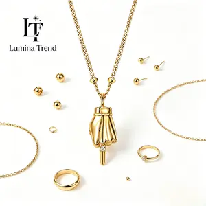 LuminaTrend 【A10】Hand Gesture Gold-plated Necklace for Women – Trendy Dainty Cubic Zirconia Charm, Fashion Statement Jewelry Gift for Daily Wear & Parties DealsForYouDays WeeklyDeals summerwins