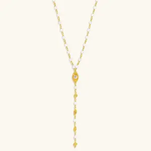 Dreamy Grace - Moonstone Multi Symbol Rosary Necklace
