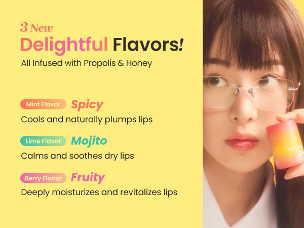 Honey Lip Butter SET (Honey, Fruity, Mojito, Spicy), Propolis Lipcerin, Hydrating, Gentle Exfoliation, Deep Nourish, Revitalizing Dry Lips, Shea Butter (0.5 fl.oz / 15ml*4) Korean Skincare, Comfort Lipcare, Lip Balm