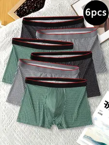 Men's High-End Striped Underwear, Knitted Elastic Lingerie, Comfortable Breathable Design, Perfect Fit for Sports & Daily Wear, Random Colors