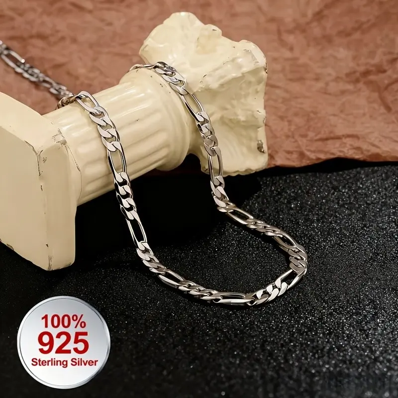 925 Sterling Silver Figaro Cuban Necklace, an Ideal Gift for Birthdays, Parties, Or Valentine'S Day, Perfect for Husbands, Sons, And Friends, a Great Choice for Gifting, Stylish And Easy for Stacking, Comes with an Exquisite Gift Box