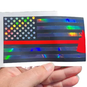 Firemen Support. Thin Red Line ax. Holographic Stars and strips.