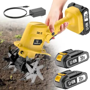 【FathersDay Gift】20V Mini Cordless Tiller Cultivator for Gardening, Electric Garden Tiller with Batteries & Charger, Garden Rototiller for Lawn Gardening Soil Cultivation,Best Gift for Garden Work and DIY Projects