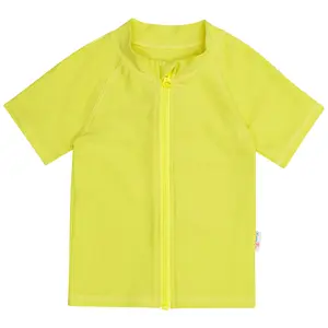 Kids Short Sleeve Zipper Rash Guard Swim Shirt | “Sulphur Yellow”