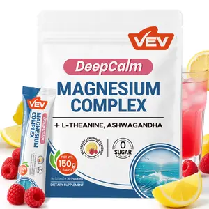 VEV Magnesium Drink Powder Supplement with Ashwagandha, L-Theanine & Vitamin D – Cortisol Lemonade Support for Calm & Relaxation – Raspberry Lemonade Flavor – Vegan – 30 Ct