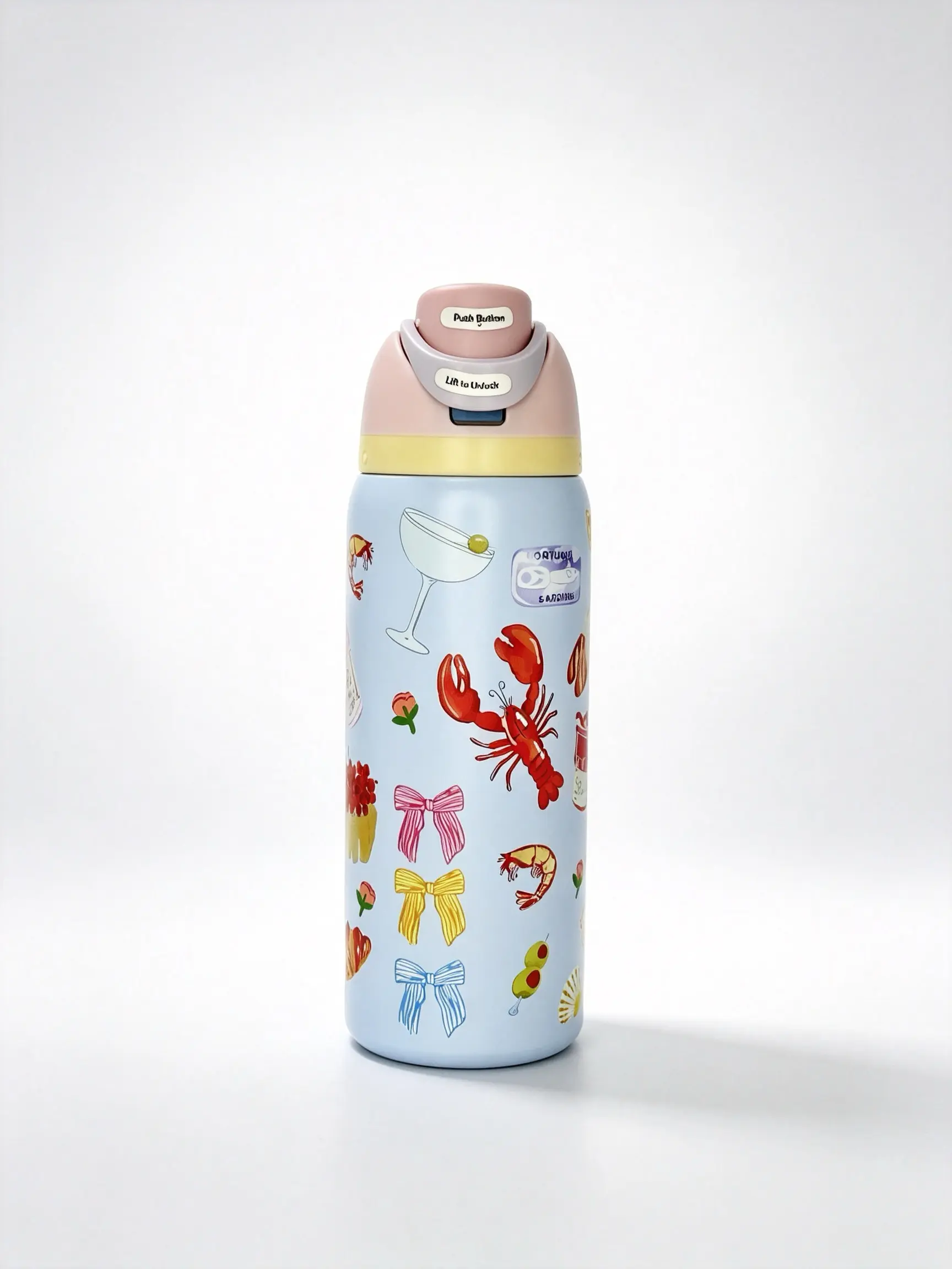 Owala 32oz Dinner Series Tumbler with Freesip Lid, Insulated Stainless Steel Travel Mug, Leakproof Large Water Bottle with Stylish Pattern, BPA-Free Double Wall Vacuum Cup Keeps Ice Cold 24H, Car Cup Holder Friendly，gift for home