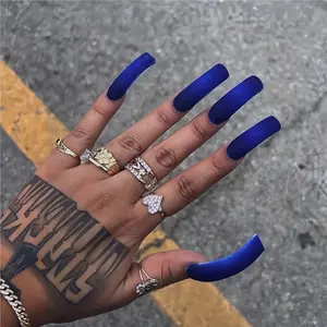 20pcs Matte Curved Press-On Nails, Super Long Glossy Reusable False Nails, Y2K Gothic Style, Free Jelly Glue & Nail File, Handmade Reusable Nails, Handmade Press Ons
