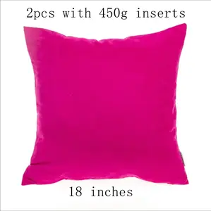 Pack of 2 Solid Colors Throw Pillows (With 450g each Insert) size 18"x18"