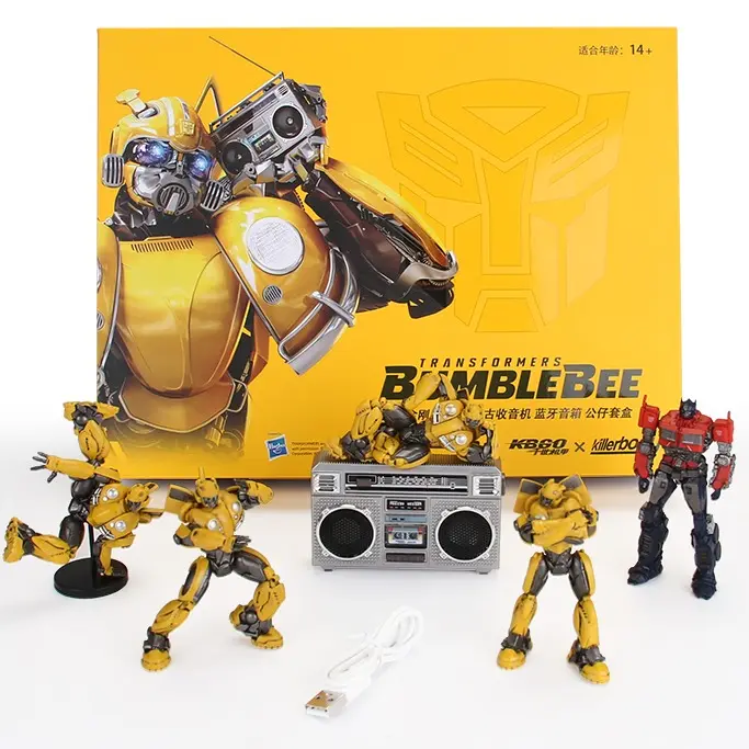 Hasbro Transformers Bumblebee Retro Cassette Player - Multifunctional Vintage Radio with FM Radio Function, Speaker, 5 Pcs Figurines, Audio Playback, Cassette Tape