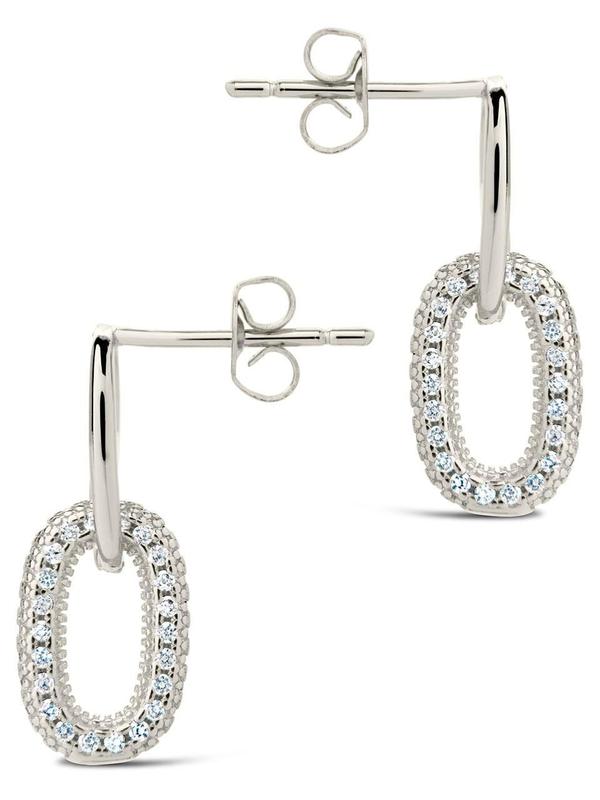 Reina CZ Chain Link Drop Stud Earrings