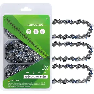 3-Pack 10 Inch  Chains Replacement 1/4" Pitch 56 Drive Links .043" Gauge Low Kickback Semi Chisel Chain for Stihl Pole Saws Fits Stihl MSA120 C-B, MSA160 C-B, MSA200 C-B, 3670 005 0056