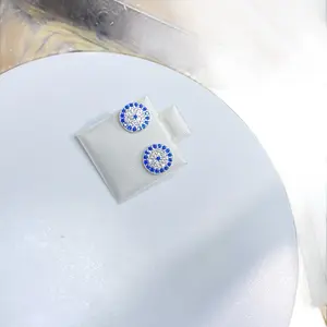 Aretes de Plata Adequated for Daily Wear - Silver Earrings with Blue and White Design for Everyday Use