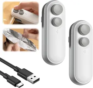 Mini Bag Sealer 2026 Upgraded 2 in 1 Mini Bag Sealer with Cutter and Magnet Rechargeable Mini Bags Sealer Portable Resealer Machine for Snack Plastic Bags Food Storage Travel