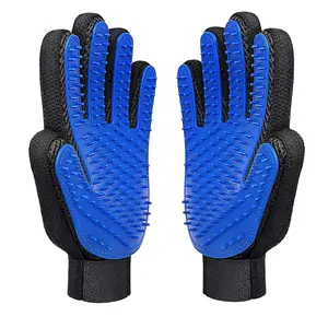 Pet Hair Removal Gloves - Five Finger Massage Design for Dogs & Cats, 2-in-1 Deshedding Glove with 260 Silicone Nubs, Comfortable & Pet-Friendly Grooming Tool
