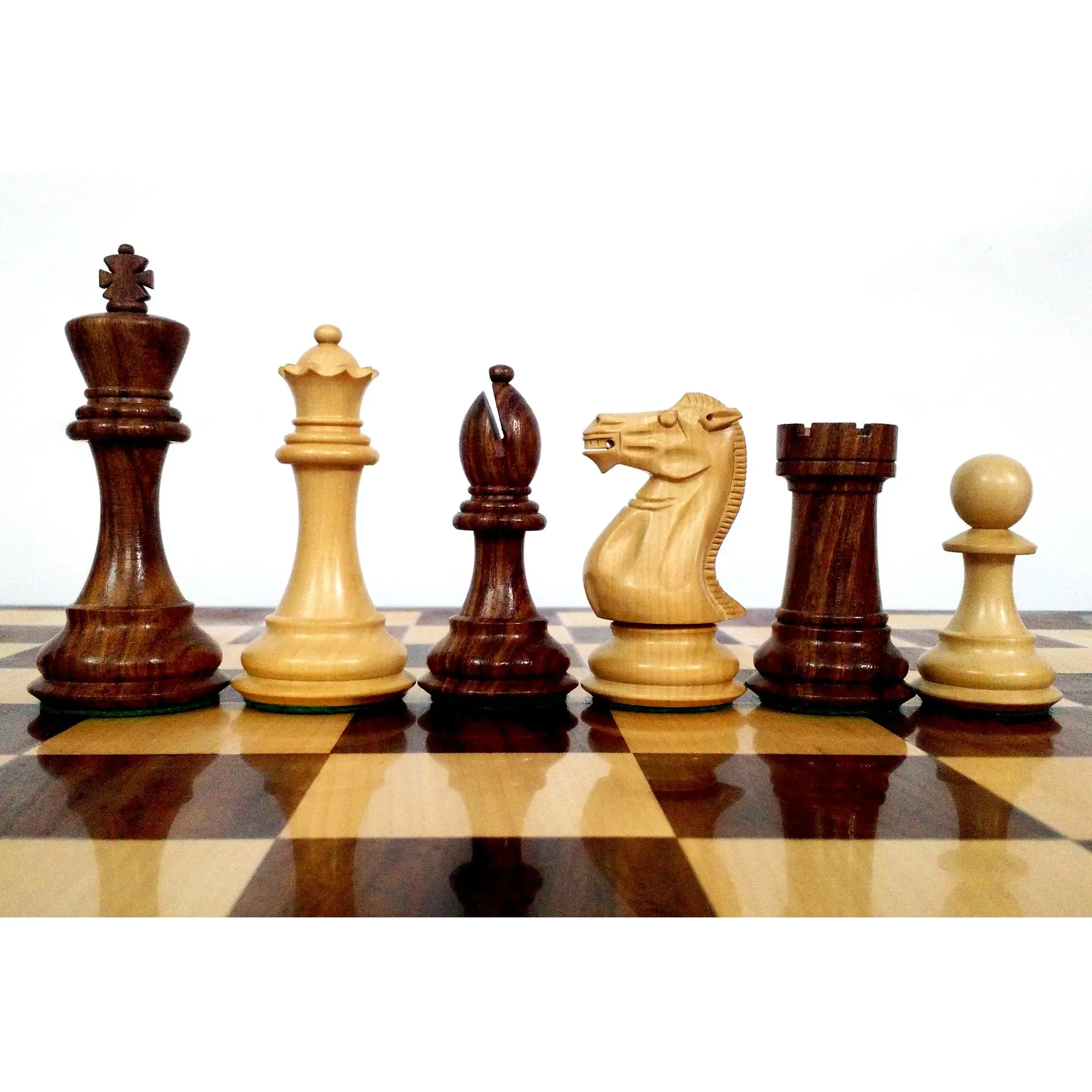 4.1" Pro Staunton Weighted Wooden Chess Set- Chess Pieces Only - Golden Rosewood - 4 queens