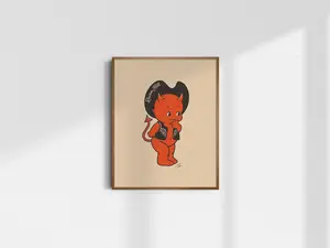 Kewpie Devil Poster, Classic Western Cowboy Art Print, Sophisticated Retro Wall Decor, Exclusive Aesthetic, Unframed Print Only