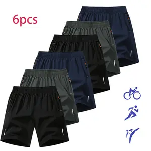 men's zipper pocket shorts, summer ice silk beach shorts, ice-sense quick-dry sports casual pants, basketball shorts thin, plus-size men's clothing reflective strip design, Menswear，Plain Trouser，suitable for running and fitness. Beige