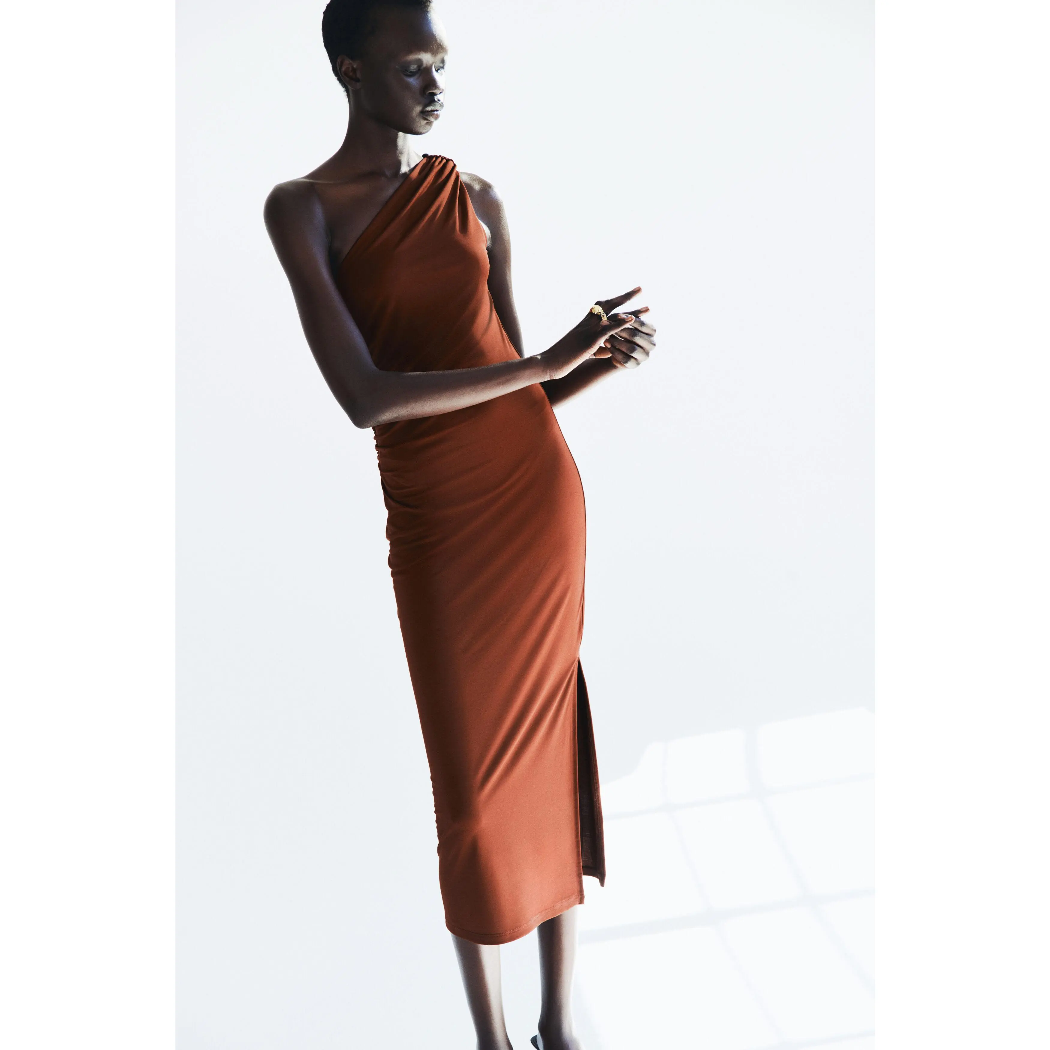H&M Draped-panel one-shoulder dress