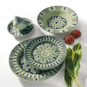 Oxford Terra Brasilis, Rainforest Porcelain 20 Piece Dinnerware Set, Service for 4