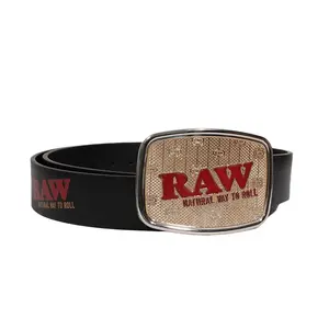 RAW Raw Vegan Leather Belt with Gold Buckle and Black Strap for Men SIZE: 32”—41”