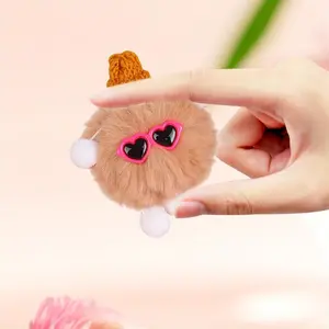 Adorable Fluffy Purple Monster Plush Keychain with Pink Heart Fashion Glasses & Knit Beanie - Cute Backpack Charm or Purse Accessory for Youngsters and Adults, Perfect Party Gift, Party Favors | Playful Charm | Soft Texture