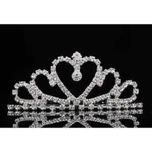 Mini Heart Rhinestone Tiara for Wedding Bride Prom Birthday Pegeant Prinecess Party-1 Pack