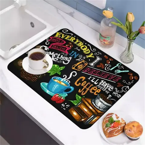 Coffee Machine Mat, 1 Count Non-Slip Coffee Machine Kitchen Countertop Placemat, Household Kitchen Accessories, Coffee Maker Mat, Coffee Bar Mat and Coasters
