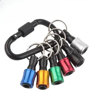 6pcs Colorful Keychain & Carabiner Set with 1/4" Hex Shank Drill Bit Holder - Durable Aluminum Alloy, holiday playdough container