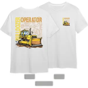 Bulldozer Operator Tee Funny Construction T-Shirt Graphic Short-Sleeve Men White Shirt Blue Collar Gift Heavy Machinery Top Industrial Streetwear Casual Activewear Aesthetic Clothes Construction Worker
