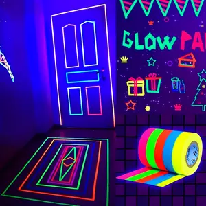 5 Reels of Fluorescent Neon Tape - 5 Colors - Ultraviolet Black Light - Party Decoration, Halloween, Christmas, Handmade - 196.85" X 12.7mm Office Electronic Ornaments table light Decorative Glow