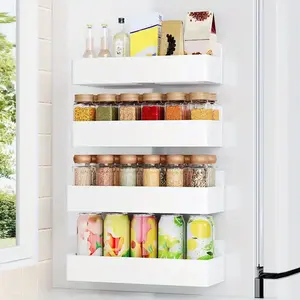 Large Magnetic Plastic Storage Basket, Suitable for Refrigerator, Microwave, and Washing Machine - Multifunctional Kitchen Organizer, No Drilling or Glue Required Side Condiment Magnetic Holder, Detachable Layers