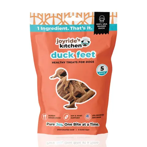 Joyride's Kitchen USA XL Natural Crunchy Dehydrated Duck Feet Dog Treats - Glucosamine-Rich, Nutritious, Joint Support, Plaque Scraping, Solid, Simple Easy Feeding, Universal Pet Snack