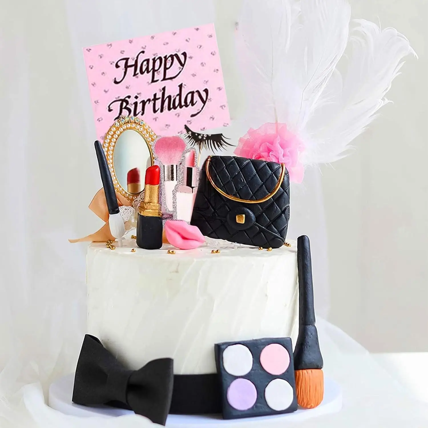 Cake Toppers & Decorations Kit, Gender & Spa Birthday Essentials, Makeup Salon Party Supplies (Home Festive Ornaments)