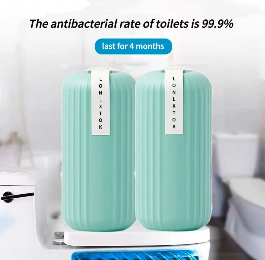 LONLXTOK Fruity Citrus Wet-Activated Automatic Toilet Cleaner - 0-500ml Hands-Free Solution, 90-Day Freshness Maintenance, Tough Stain Remover, 24-Month Leak-Proof Bottle, Odor Leak Resistant Household Cleaning Supply