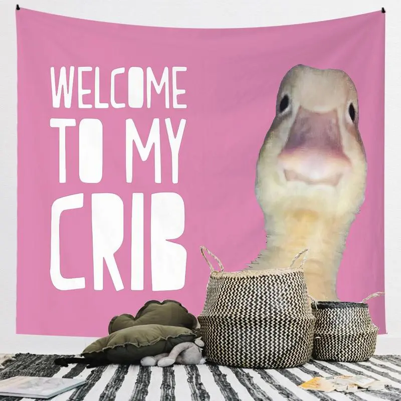 Funny Duck & Letter Pattern Tapestry, 1-Count Creative Hanging Cloth, Modern Wall Hanging Decoration for Home Bedroom