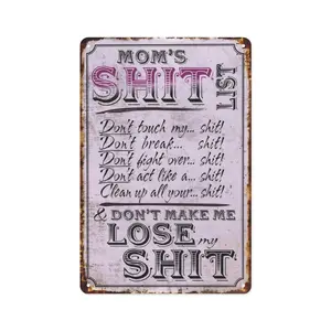 1pc  8*12 in Funny Wall Art for Mom, Mom's Shit List!Purple Metal Sign for Kitchens, Laundry Rooms & Mom's Spaces novelty gift