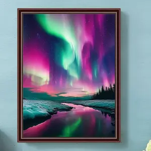 Aurora Borealis Themed DIY Diamond Arts Colorful Painting Kit without Frame, 1 Count DIY 5D Diamond Arts Colorful Painting for Beginner