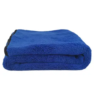 Premium 70/30 Blend Absorbent Ultra Plush Microfiber Coral Fleece Drying Towel for Cars Home & More Soft Suede Edges Safe & Scratch Free Electric Blue 36" x 25"