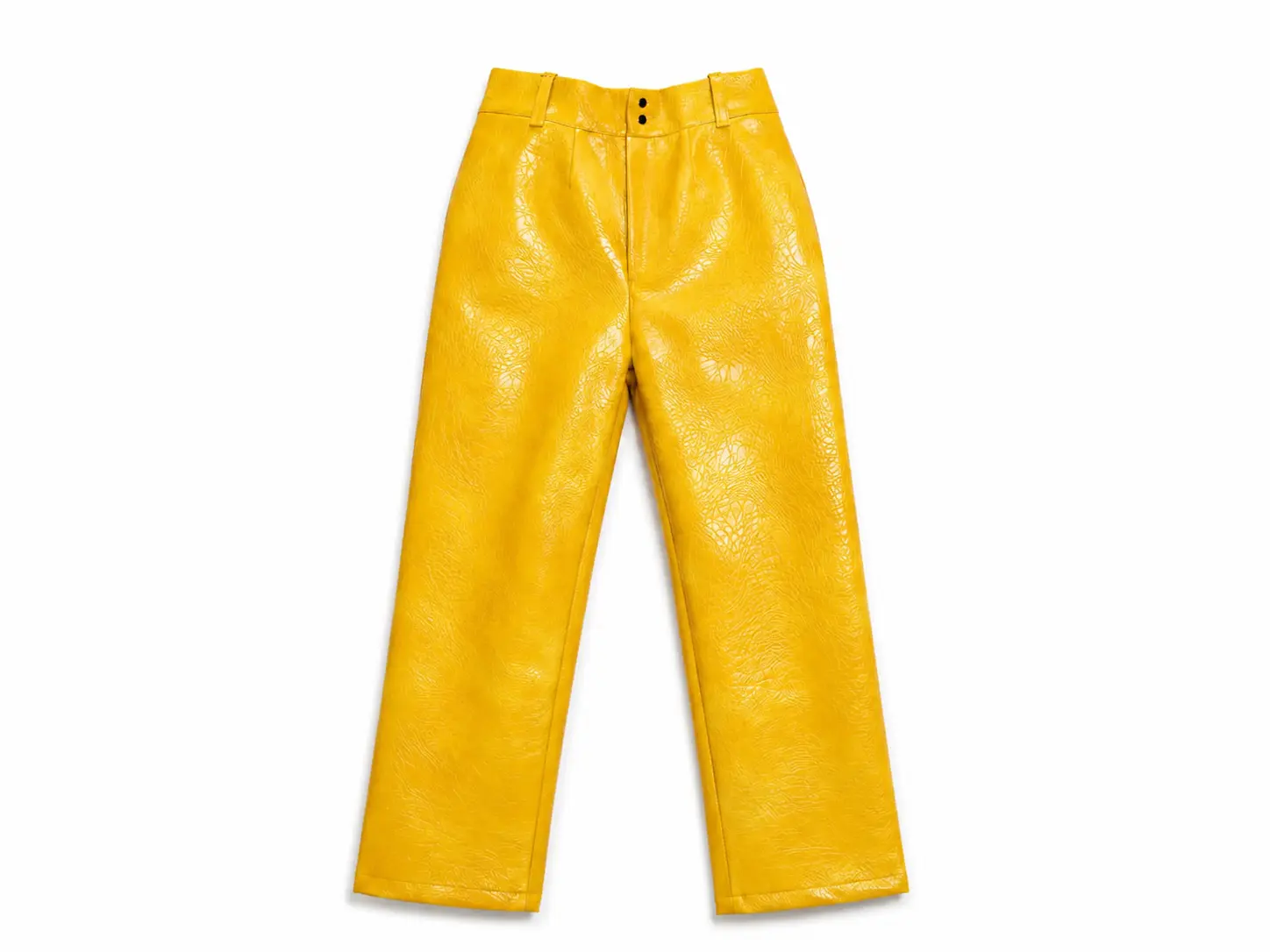 Yellow Mustard Cracked Leather Pant