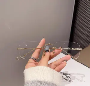 Rimless Blue Light Glasses for Women & Men, TikTok Viral Minimalist Anti Blue Light Eyewear, Lightweight Fashion Frameless Glasses for Work, Study, Gaming & Everyday Use summerwins