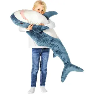 39.3-Inch Shark Plush Toy Giant Shark Stuffed Animal Soft Shark Pillow Cushion Chubby Stuffed Shark Bedtime Gift Throw Pillow for Home Room Décor Kids