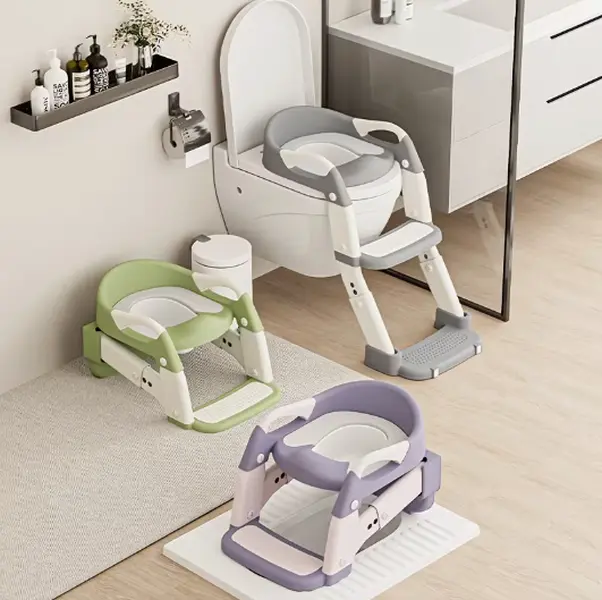 3-in-1 Foldable Toddler Potty Training Seat with Step Stool Ladder | Adjustable Height Toilet Training Toilet Seat with Upgraded Sector-Shape Stable Base, Safety Handles, Splash Guard & Non-Slip Pads for Kids Boys Girls, Universal Fit Toilets